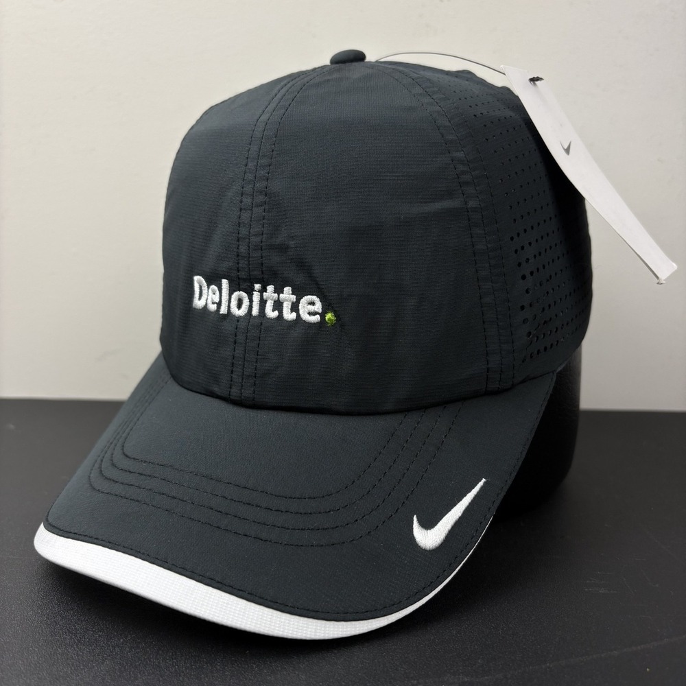 NWT Nike Heritage86 Dri-Fit Deloitte Performance Strapback Hat Black Golf Cap
